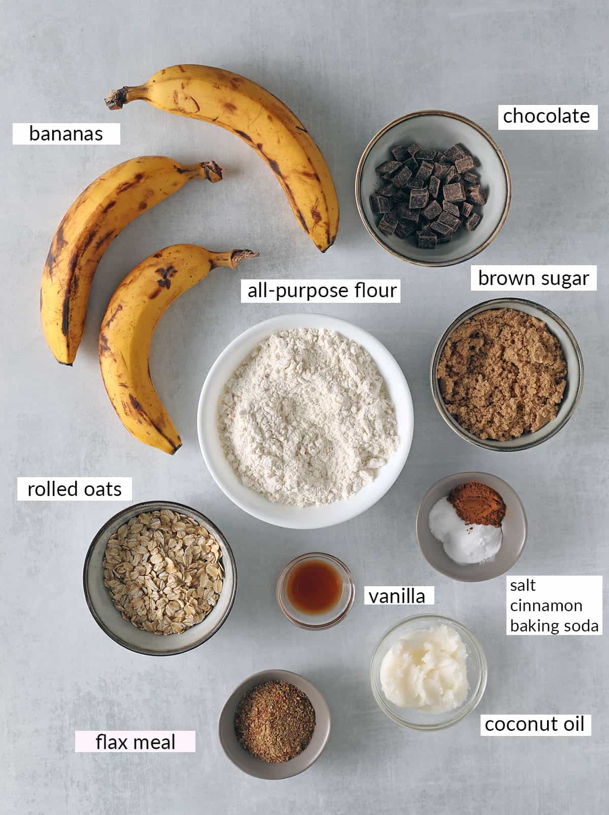 Vegan Chocolate Chip Banana Muffins Ingredients