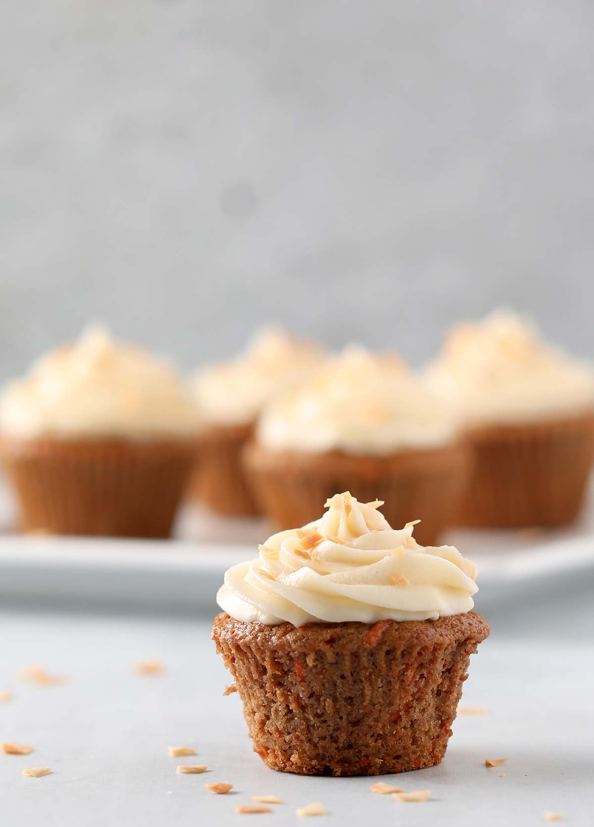 vegan cream cheese frosting on a cupcake close up