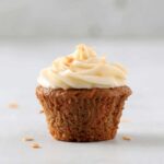 vegan cream cheese frosting on a cupcake