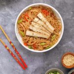 teriyaki tofu and noodles in a bowl