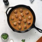vegan swedish meatballs in a pan